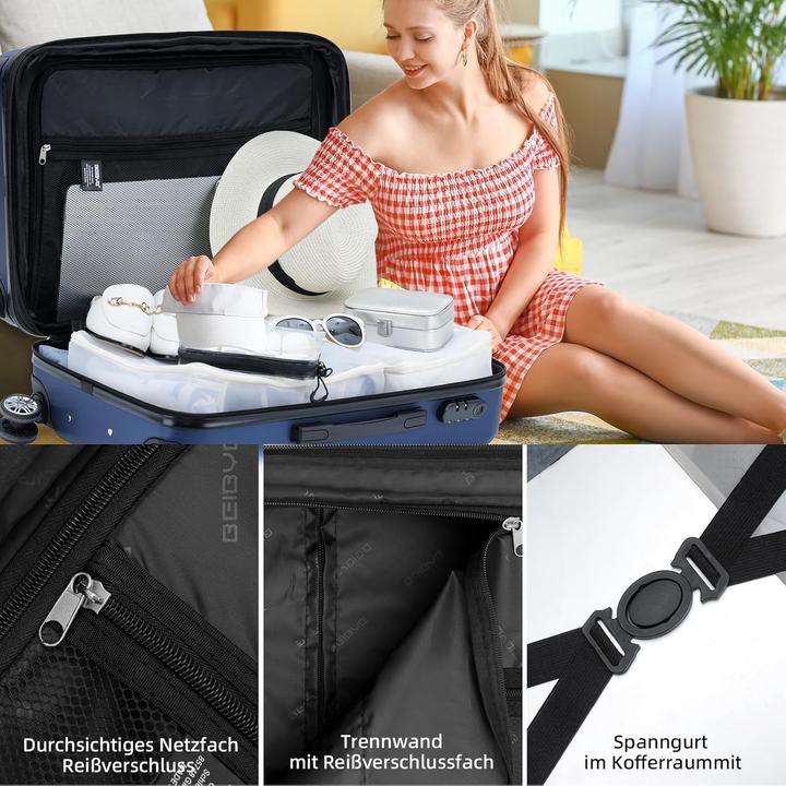 Immagine prodotto Beibye 2066 Hartschalenkoffer mit Zahlenschloss (M (50 - 90l))