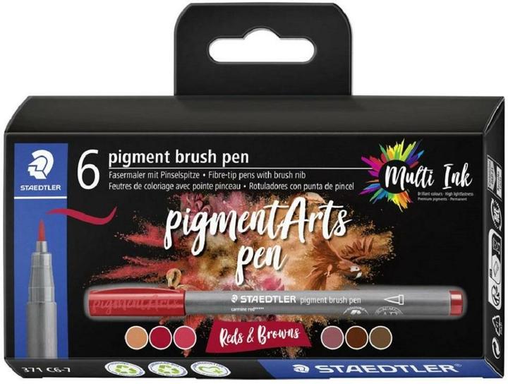 Actual product image Staedtler Fibre-tip pens Pigment Arts Brush Pen Reds & Browns (Red, 6 x)
