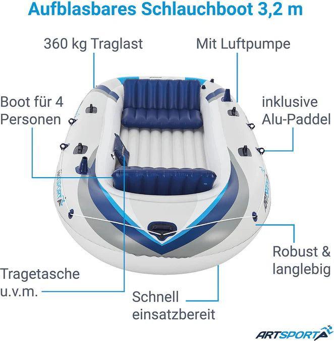 Produktbild Juskys Schlauchboot mit zwei Sitzbänken (322 cm, 4 Pers.)