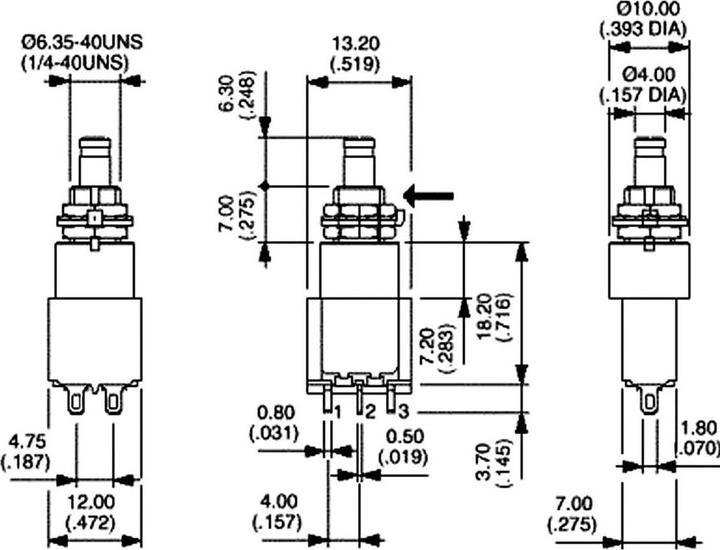 Actual product image APEM DPDT momentary pushbutton switch