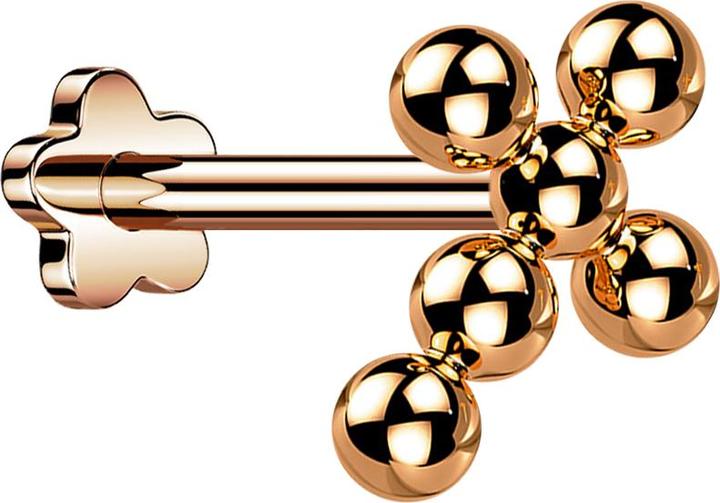 Image du produit Star Piercing Micro Threadless Labret fleur rose or croix boules (sans laitonAcier chirurgical 316L, Titane G23sans laiton)