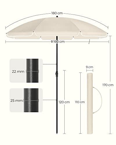 Immagine prodotto Songmics Ombrellone da spiaggia beige (1.60 m)