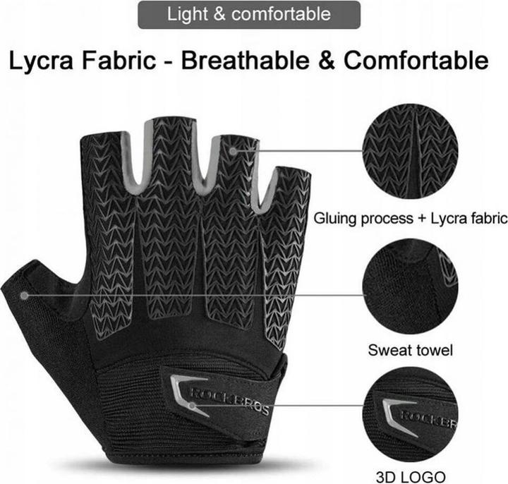 Image du produit Rockbros S169BGR XL gants de cyclisme avec inserts en gel - gris (XL)