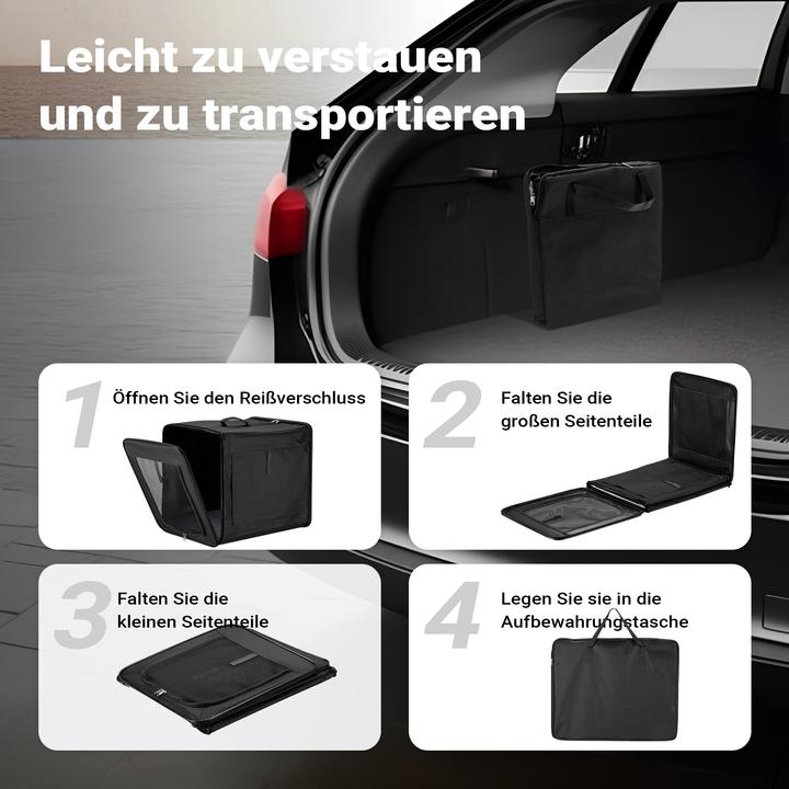 Produktbild Fudajo Transportbox M Faltbar Schwarz 58x46x53cm Hundebox Katzenbox Reisebox (Hund, Faltbar, Waschbar, Atmungsaktiv)