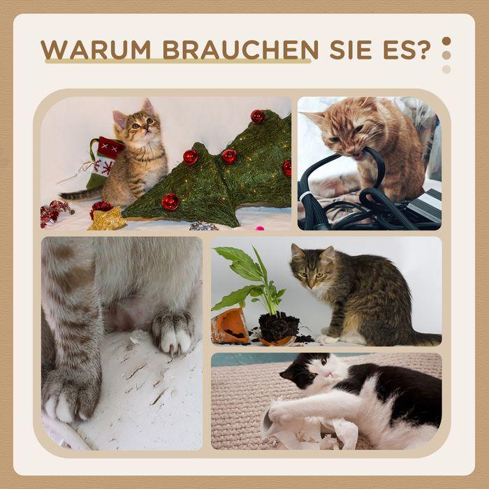 Produktbild Swisshandel24 Kratzbaum Klein, 74 cm mit Katzenhöhle, Spielball, mit Bett, bis 5kg, Beige (74 cm, Beige)