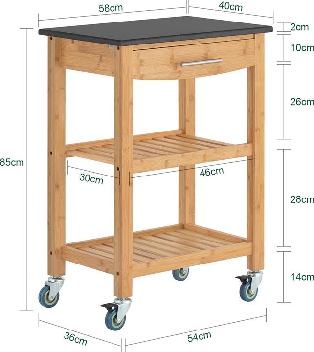 Actual product image SoBuy Kitchen trolley with granite worktop