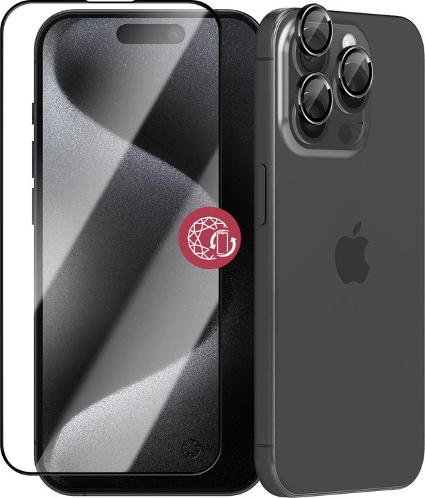 Actual product image Bigben Connected Protective film for iPhone 15 Pro Max Verreganischer + camera lenses (1 Piece, Apple iPhone 15 Pro Max)