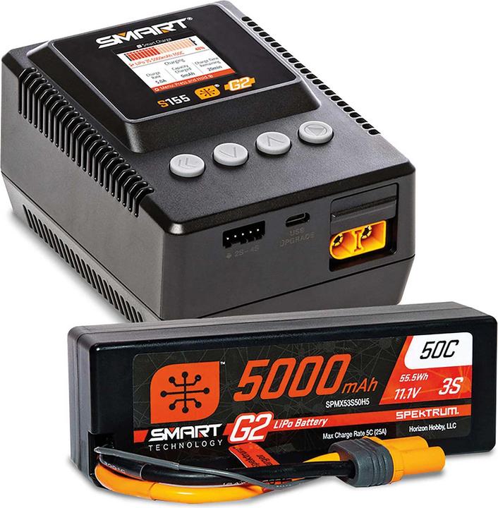 Spektrum Pacchetto Smart Powerstage Surface: Batteria LiPo 3S da 5000mAh / Caricabatterie S155