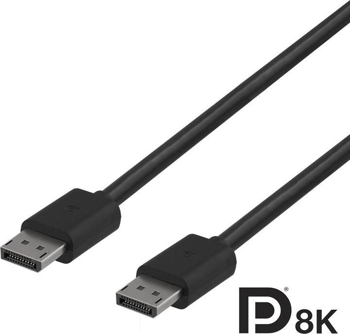 Produktbild Deltaco DisplayPort kabelis 8K, DP 1.4,, juodas / DP8K-1020-K / 00110015 (2 m, DisplayPort)