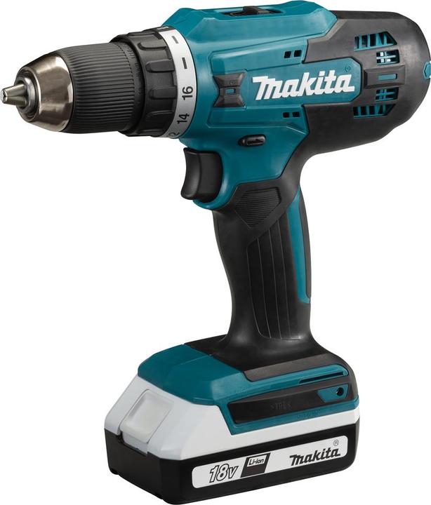 Productafbeelding Makita DF488D002 Accuboormachine 18V 1,5Ah Li-Ion incl. 2e accu, incl. oplader, incl. koffer (Oplaadbare batterij)