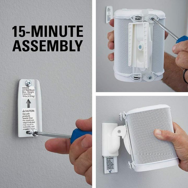 Image du produit Sanus Support mural pour Sonos ONE, PLAY:1 & 3 (1 pièce, Installation murale, Pivotant, Inclinable)