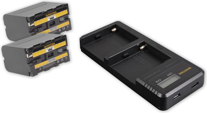 Patona NP-F970 Set Ladegerät + 2 Akkus (Akku, Ladegerät)