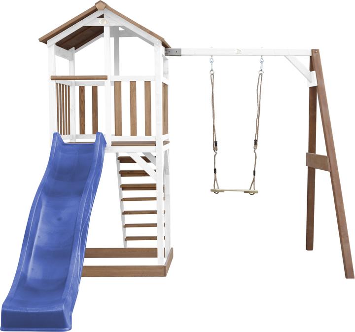 Actual product image Axi Beach Tower Play Tower with Single Swing Brown / White - Blue Slide