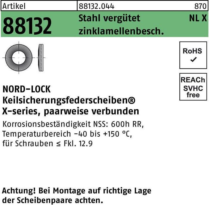 Produktbild Nord-Lock Keilsicherungsfederscheiben NLX 8 zinklamellenbeschichtet (M8)