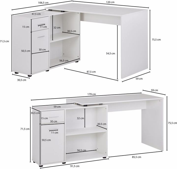 Produktbild Wohnling Eckschreibtisch (120 x 107 x 75 cm)