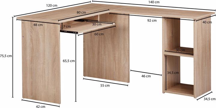 Produktbild Wohnling Schreibtischkombination (140 x 120 x 75 cm)