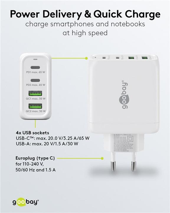 Image du produit Goobay Chargeur rapide multiport (68 W)