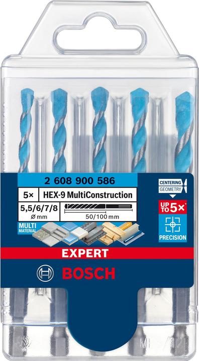 Immagine prodotto Bosch Professional Zubehör Set di punte EXPERT HEX-9 MultiConstruction, 5,5/6/7/8 mm, 5 pezzi. (5.5, 6, 7, 8 mm)