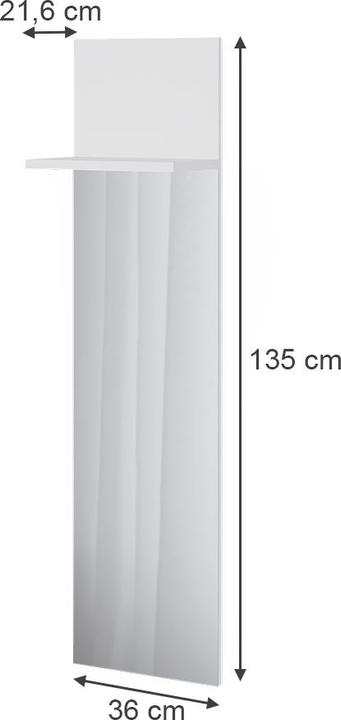 Immagine prodotto Vicco Appendiabiti da parete Siri, bianco, 36 x 135 cm con specchio