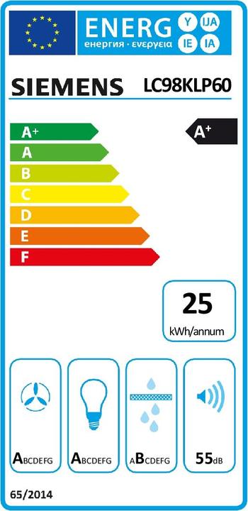 Label énergétique Siemens LC98KLP60 (Hotte murale)