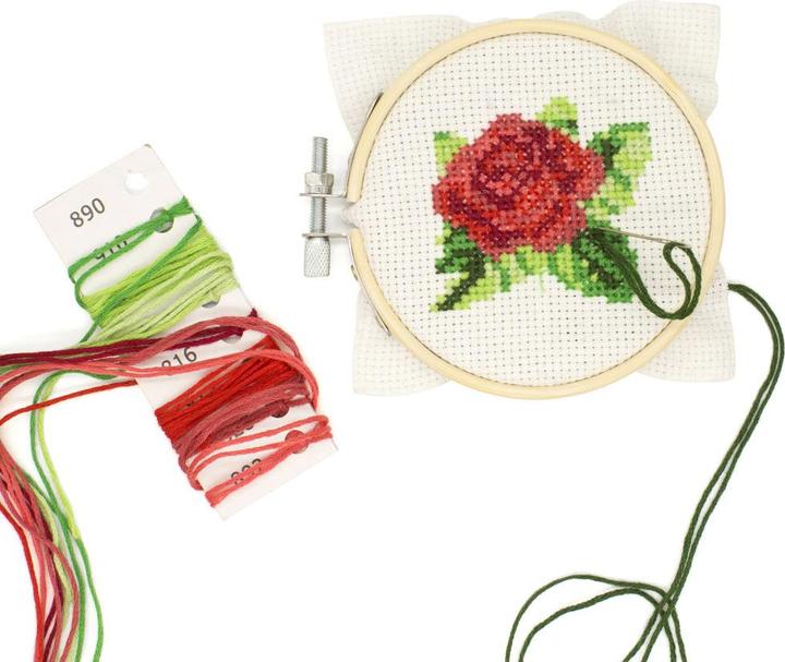 Immagine prodotto Kikkerland Mini kit per ricamo a punto croce - Rosa