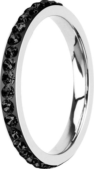 Actual product image Star Piercing Ring silver with crystal band black (without brass, Surgical steel 316L)
