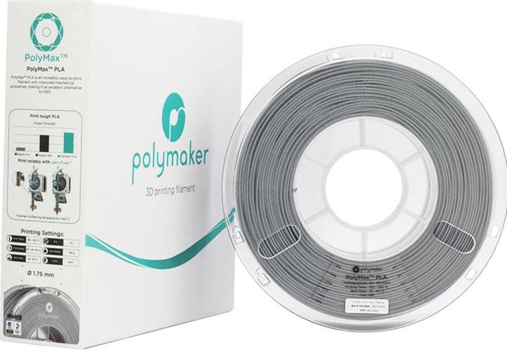 Immagine prodotto Polymaker PA06003 PolyMAX Tough Filament alta rigidità, alta resistenza alla trazione (PLA, 1.75 mm, 750 g, Grigio)