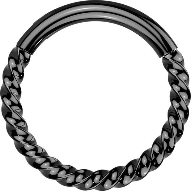 Star Piercing Micro Segmentring klappbar geflochten schwarz (Titan G23)