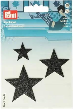 Actual product image Prym Application stars self-adhesive/iron-on, black 3 pcs. (3 x)