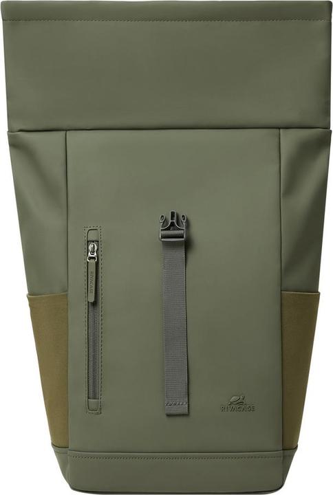 Produktbild Rivacase Rolltop Eco Waterproof RPET PU Leather Backpack for Men and Women, Olive Green (17 l)