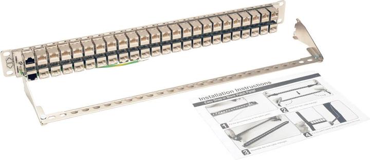Actual product image Eaton 48-Port 1U Rack-Mount STP Shielded Cat6a Feedthrough Patch Panel RJ45 Ethernet TAA (USB 1.0)