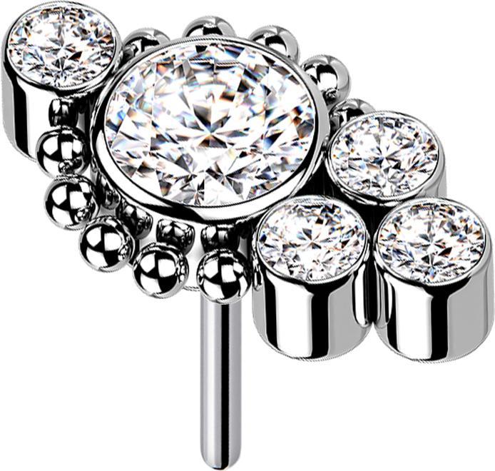 Star Piercing Ring silber mit acht Kristallen (Titan G23ohne Messing, Chirurgenstahl 316Lohne Messing)