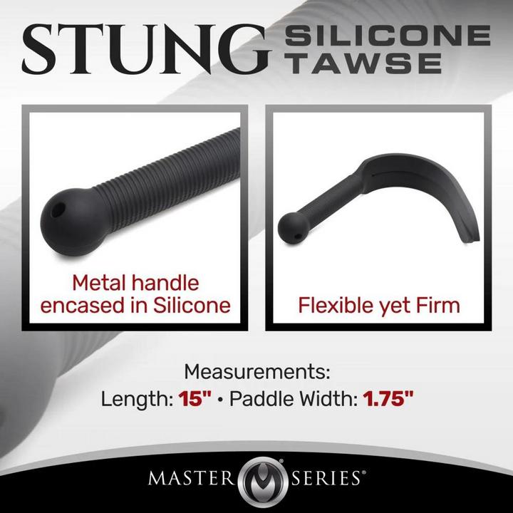 Actual product image Master Series Stung Silicone Tawse - Black