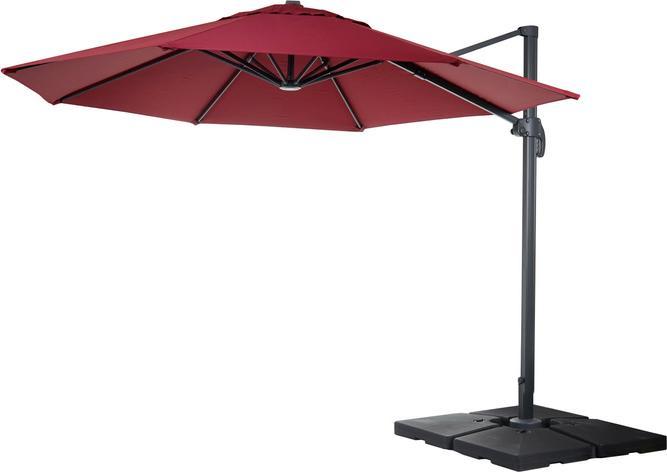 Actual product image Mendler Gastronomy traffic light umbrella, parasol, round Ø 4m polyester/aluminium 27kg - bordeaux with (0.76 m)