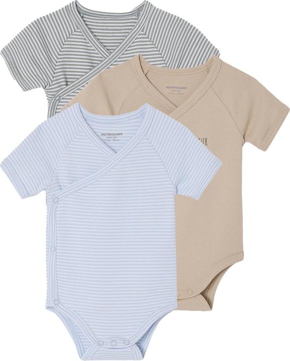 Actual product image Vertbaudet Bio-Kollektion: 3er-Pack Baby Kurzarm-Bodys in Wickelform PETIT COEUR (68)