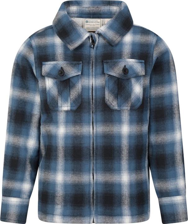 Actual product image Mountain Warehouse Childrens/Kids Stream Checked Borg Lined Full Zip Shirt Jacket (128)