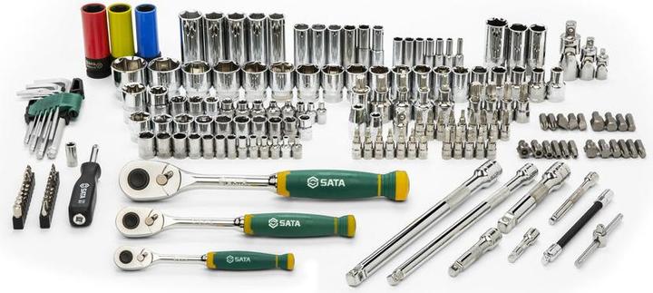 Image du produit SATA 180 pcs. Jeu de clés à douille 6 pans 1/4", 3/8" & 1/2" & clé à cliquet (1/4", 3/8", 1/2")