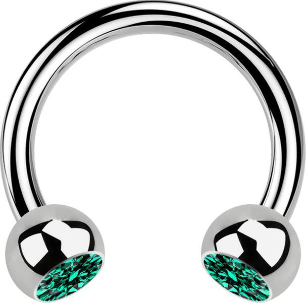 Actual product image Star Piercing Micro Circular Barbell silver with two turquoise crystal balls (without brass, Titanium G23)