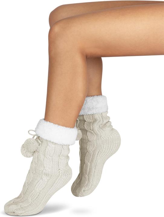 Actual product image Normani Knitted slippers with pom poms and ABS (Single pack, 40 - 44)