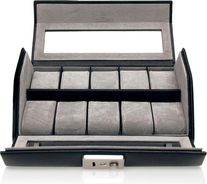 Windrose Nappa Uhrenkassette 23 cm Leder