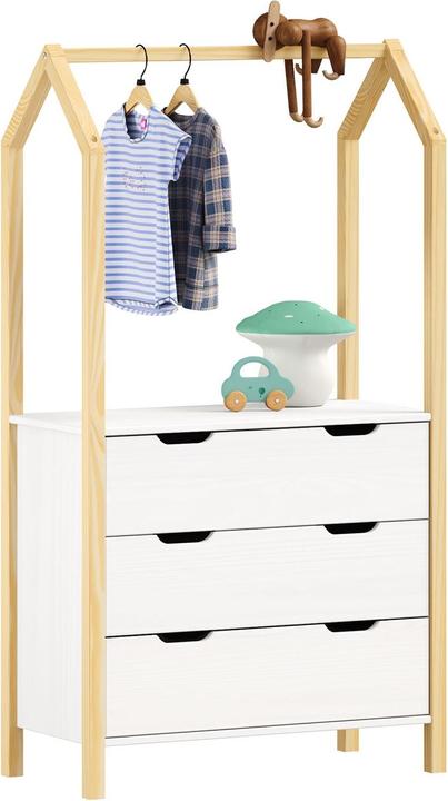Actual product image IDIMEX Children's room chest of drawers AMIRA with clothes rail - white (83 cm)