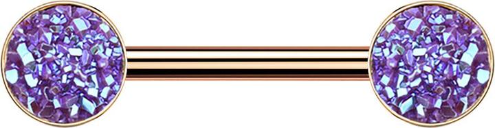 Immagine prodotto Star Piercing Barbell rosegold mit Druse Stein violett (Acciaio chirurgico 316L, senza ottone)