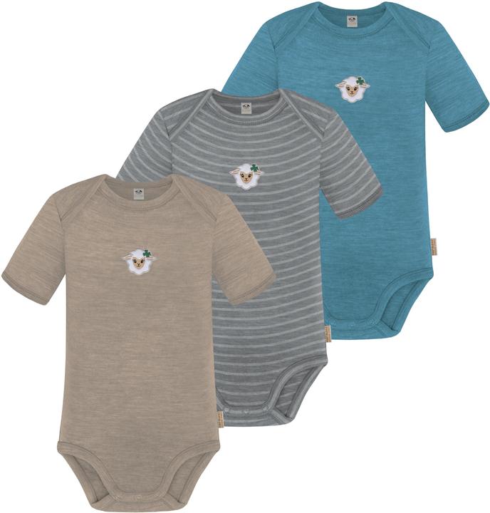 Normani 3er Set Baby Merino Body Kurzarm „Tauranga" - 9295