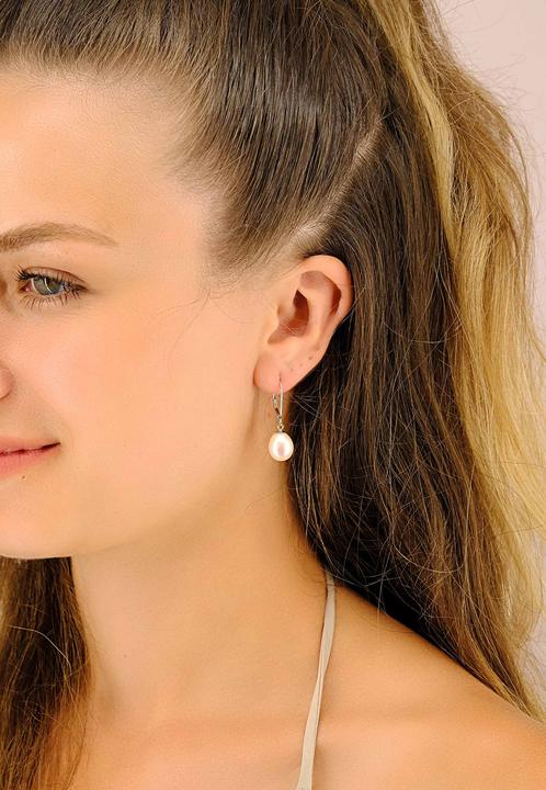 Image du produit Muau Boucles d'oreilles or blanc 750 perle d'eau douce 9.5-10mm (Or blanc 750/18K)