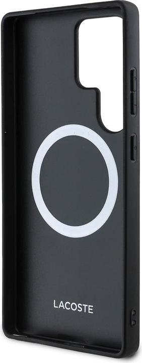 Actual product image Lacoste Case Iconic Petit Pique Woven Logo CBDY Strap MagSafe to Samsung Galaxy S25 Ultra black