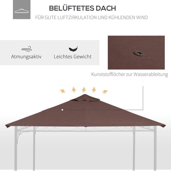 Produktbild Swisshandel24 Ersatzdach für Pavillon Pavillondach Pavillonabdeckung, Sonnenschutz Polyester Kaffee 2,93 x 2,93 m (298 cm, 295 cm)