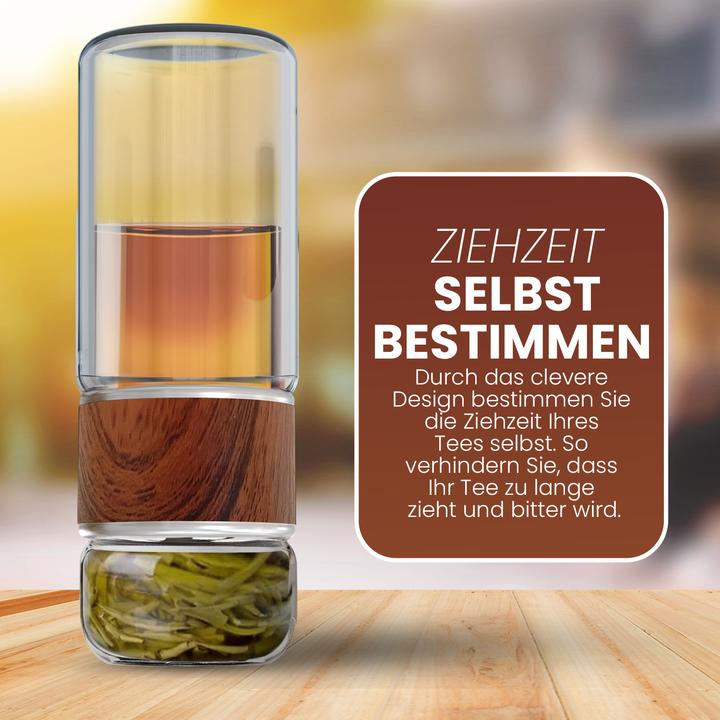 Actual product image Gewürzladen Näfels Drehbare Teeflasche aus hitzebeständigem Glas mit Teefilter - to go (0.24 l)