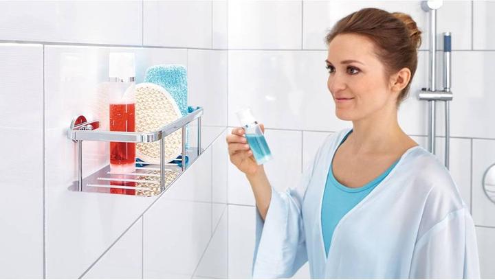 Actual product image tesa ALUXX shower basket incl. adhesive solution without drilling (9 x 13 x 26.5 cm)