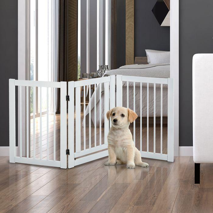 Produktbild Swisshandel24 Absperrgitter Holz Freistehendes Schutzgitter für Hunde Verstellbares Hundegitter Treppengitter mit (1.50 cm)
