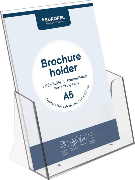 Actual product image Europel Desk brochure holder, A5 high, 1 compartment, crystal clear (A5)